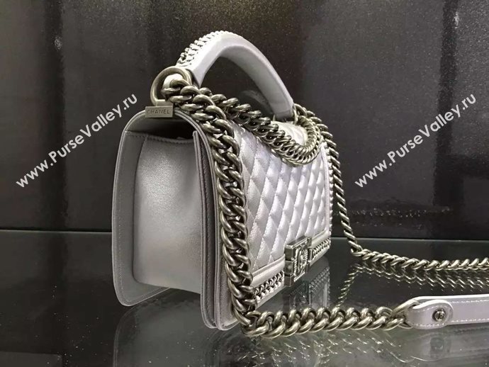 Chanel A67086 deerskin chain le boy handbag gray bag 6031