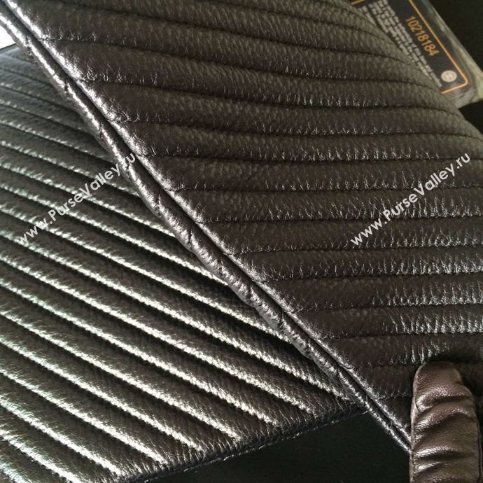 Chanel A82254 deerskin large clutch handbag black bag 6032