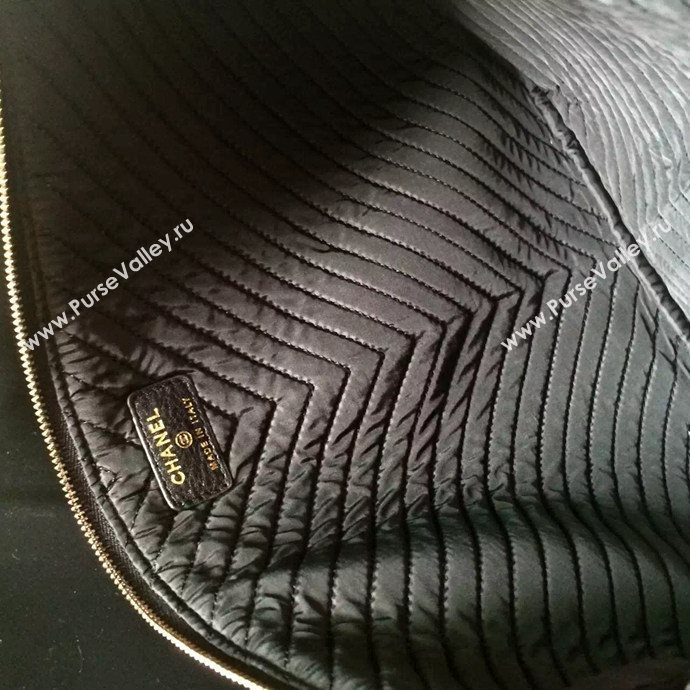Chanel A82254 deerskin large clutch handbag black bag 6032