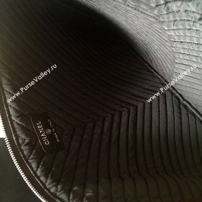 Chanel A82254 deerskin large clutch handbag black bag 6033