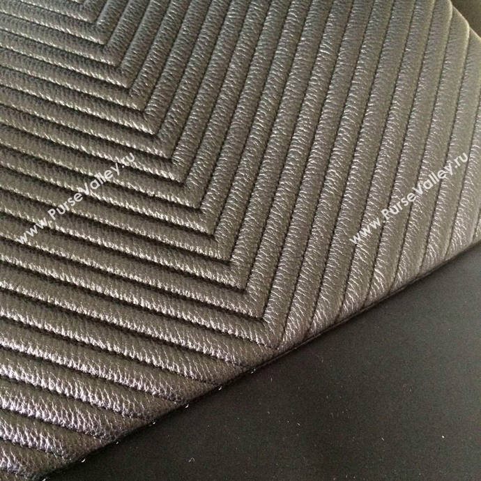 Chanel A82254 deerskin large clutch handbag black bag 6033