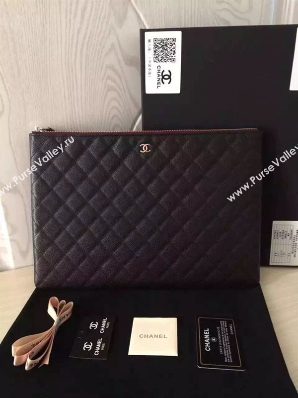 Chanel A82254 caviar large clutch handbag black bag 6034