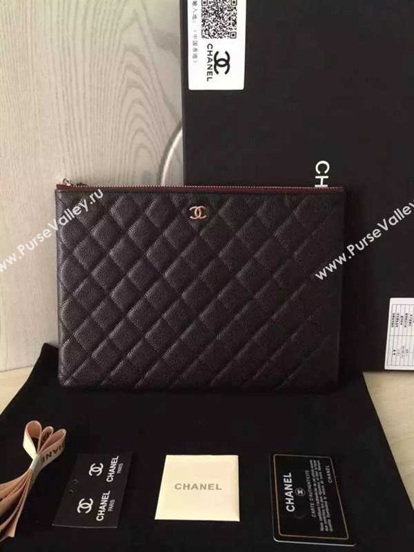 Chanel A82254 caviar large clutch handbag black bag 6034
