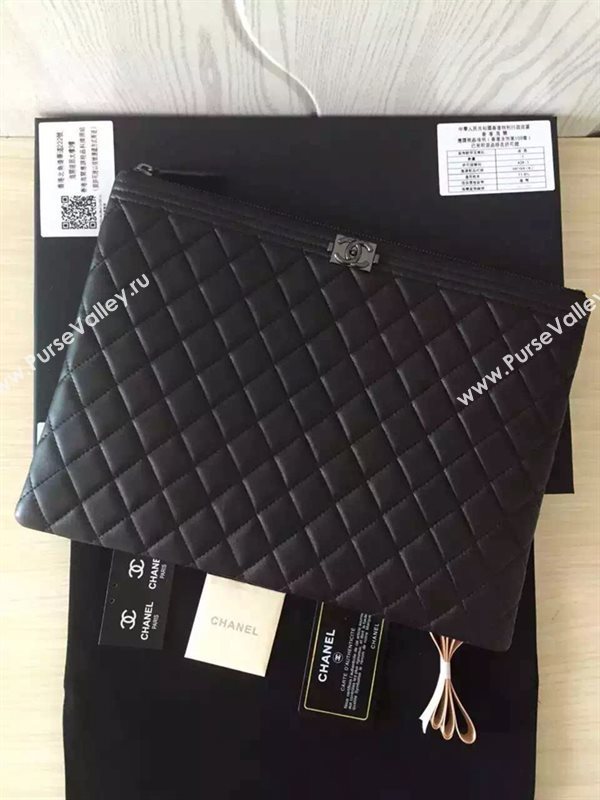 Chanel A82254 lambskin large clutch handbag black bag 6036