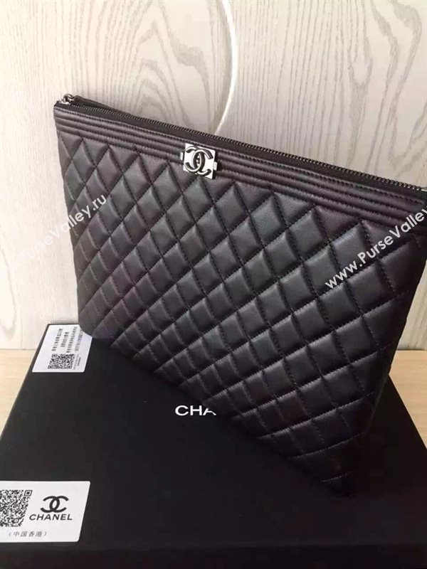 Chanel A82254 lambskin large clutch handbag black bag 6036