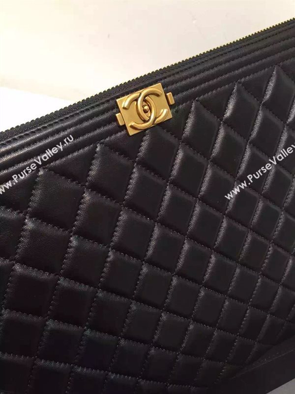 Chanel A82254 lambskin large clutch handbag black bag 6037