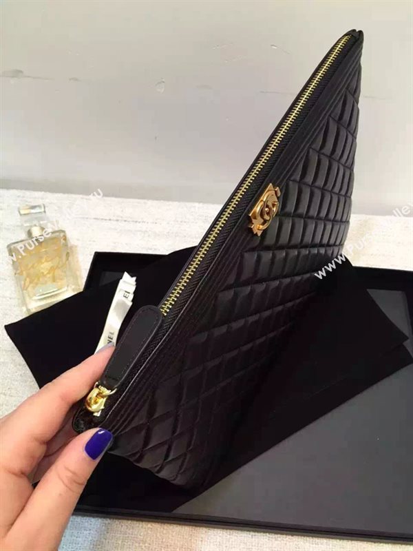 Chanel A82254 lambskin large clutch handbag black bag 6037