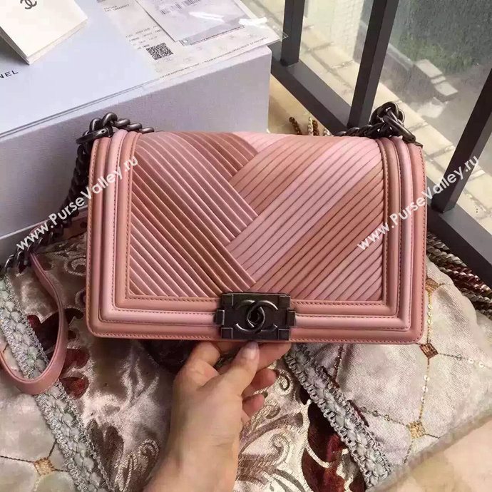 Chanel A67086 lambskin le boy handbag pink bag 6038