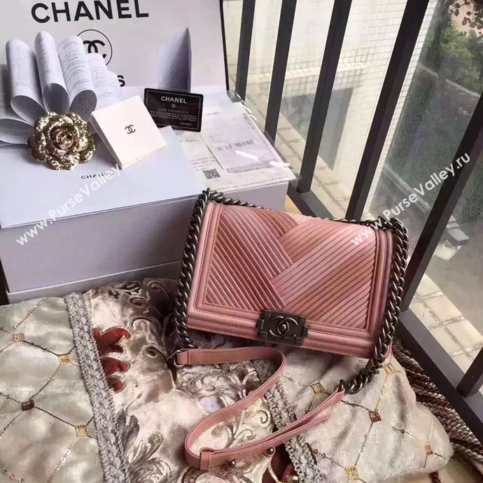 Chanel A67086 lambskin le boy handbag pink bag 6038