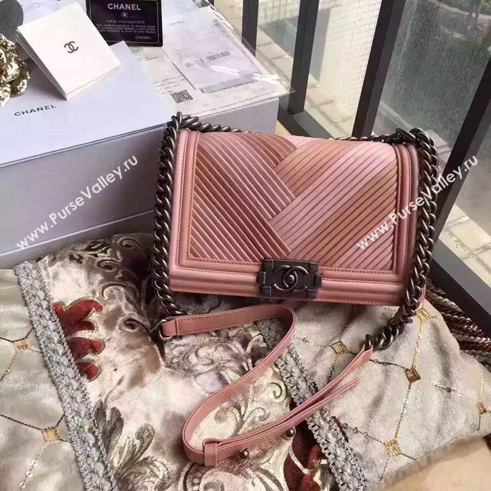 Chanel A67086 lambskin le boy handbag pink bag 6038