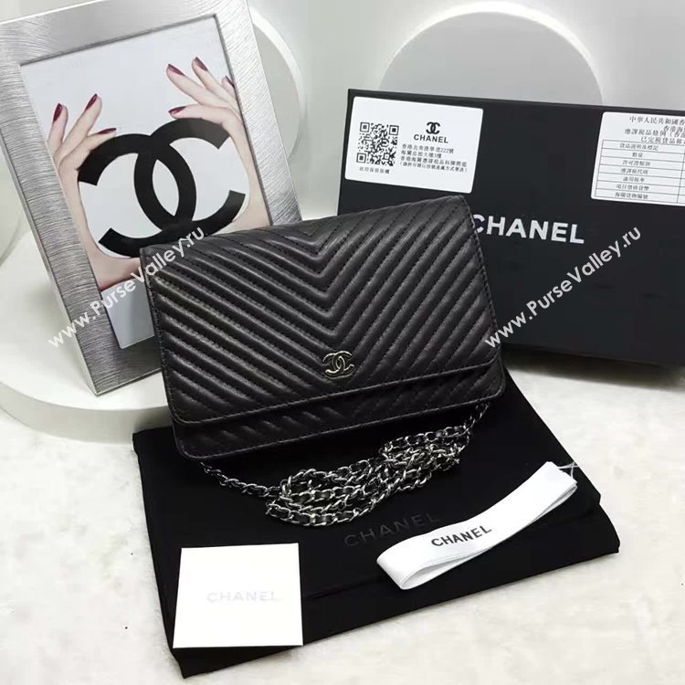 Chanel A33814 lambskin new woc handbag black bag 6140