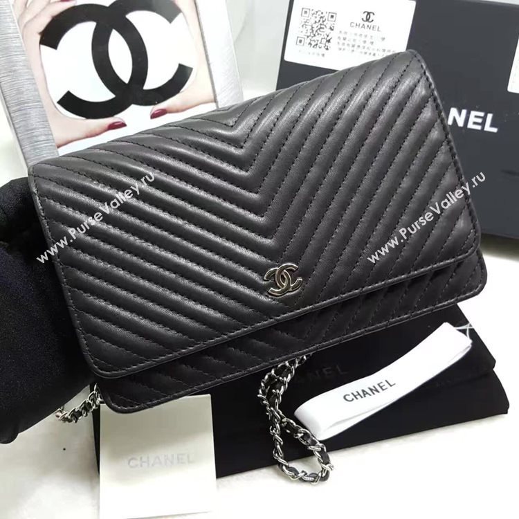 Chanel A33814 lambskin new woc handbag black bag 6140