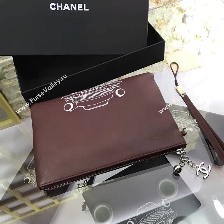 Chanel A82593 lambskin wine handbag clutch bag 6143