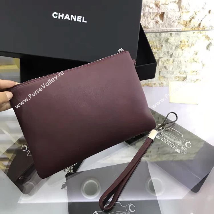 Chanel A82593 lambskin wine handbag clutch bag 6143