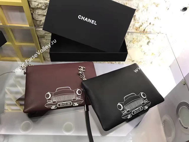 Chanel A82593 lambskin wine handbag clutch bag 6143