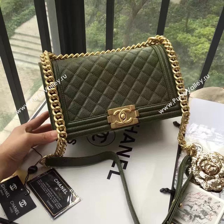 Chanel A67086 caviar lambskin green boy le bag 6144
