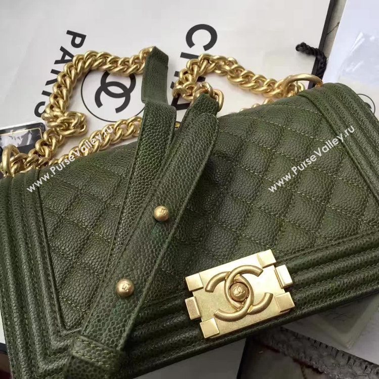 Chanel A67086 caviar lambskin green boy le bag 6144