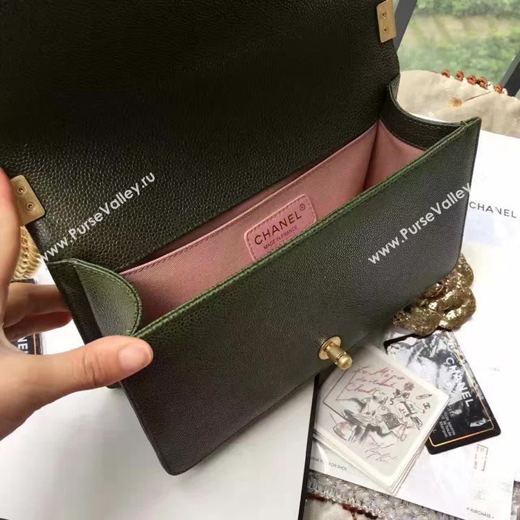 Chanel A67086 caviar lambskin green boy le bag 6144