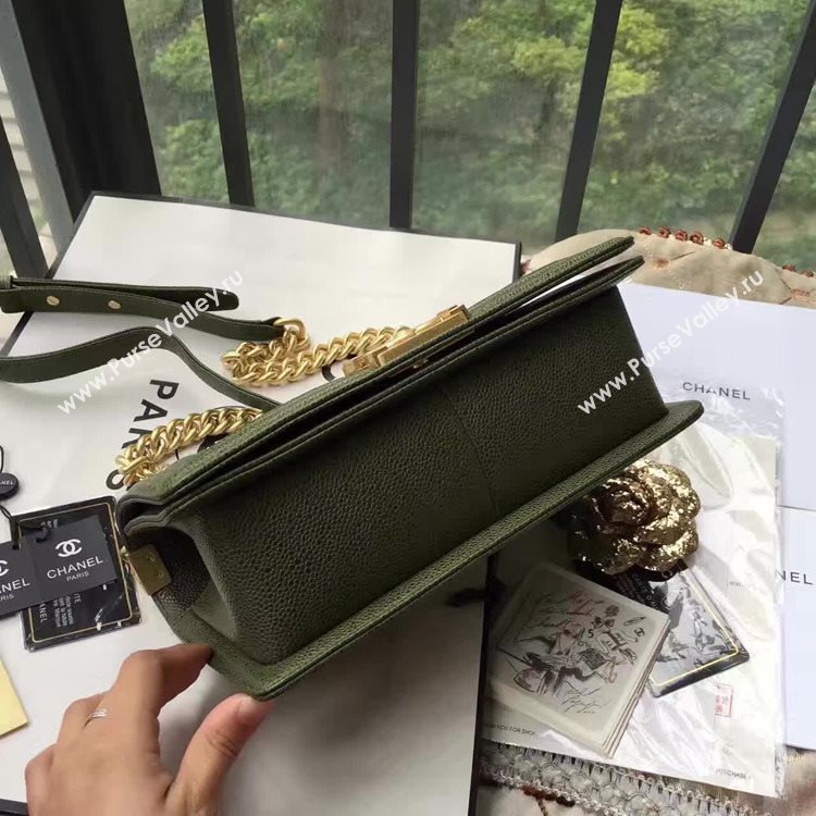 Chanel A67086 caviar lambskin green boy le bag 6144
