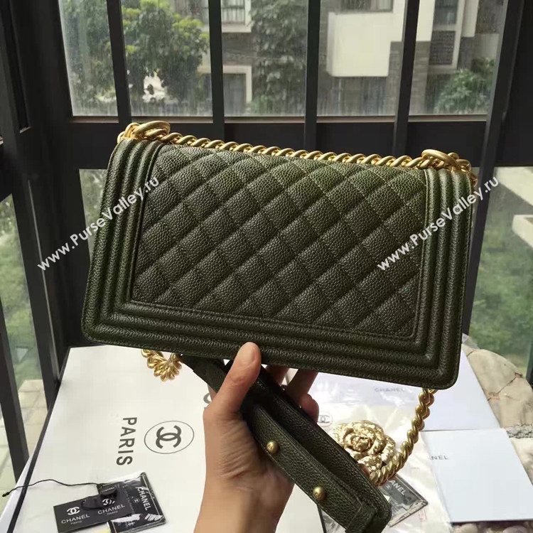 Chanel A67086 caviar lambskin green boy le bag 6144