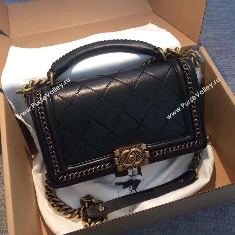 Chanel A94804 calfskin black chain le handbag boy bag 6145