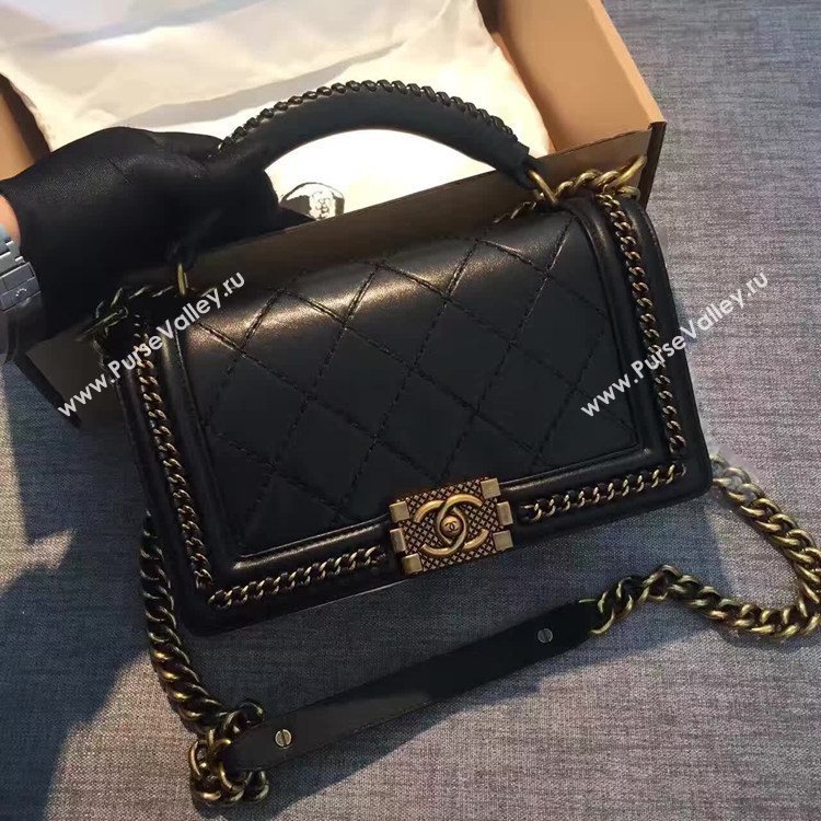Chanel A94804 calfskin black chain le handbag boy bag 6145