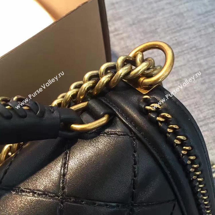 Chanel A94804 calfskin black chain le handbag boy bag 6145