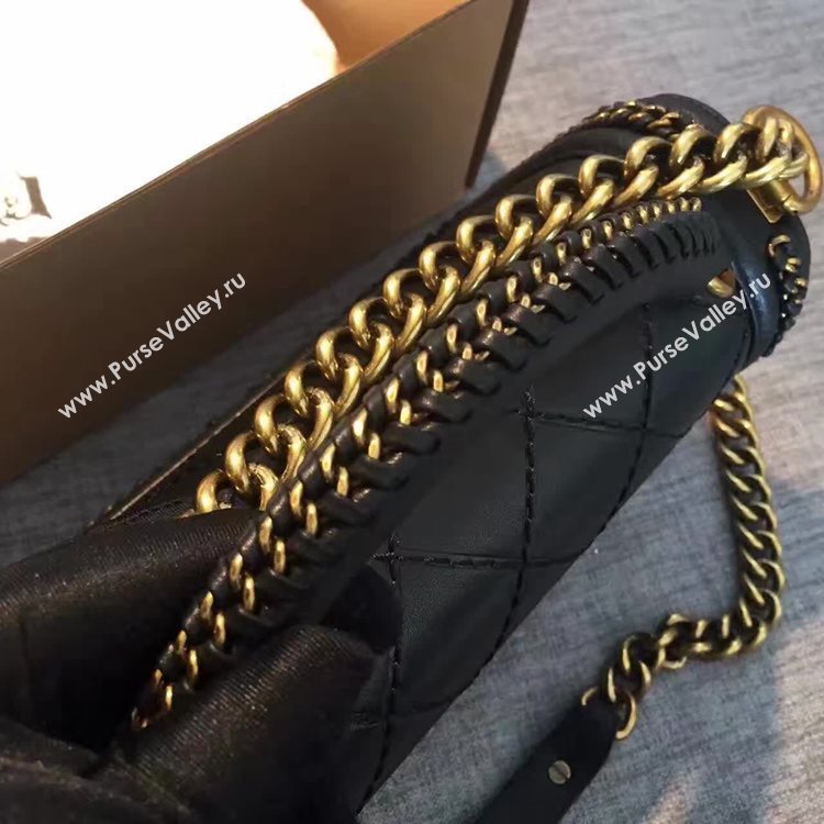 Chanel A94804 calfskin black chain le handbag boy bag 6145