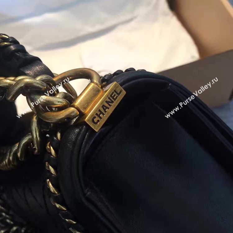 Chanel A94804 calfskin black chain le handbag boy bag 6145