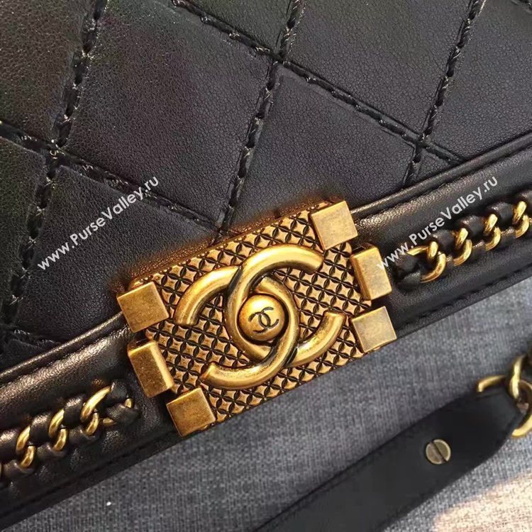 Chanel A94804 calfskin black chain le handbag boy bag 6145