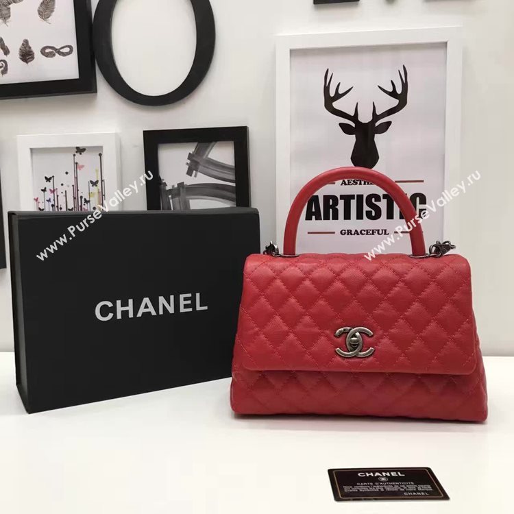 Chanel A92991 caviar lambskin tote handbag red bag 6146