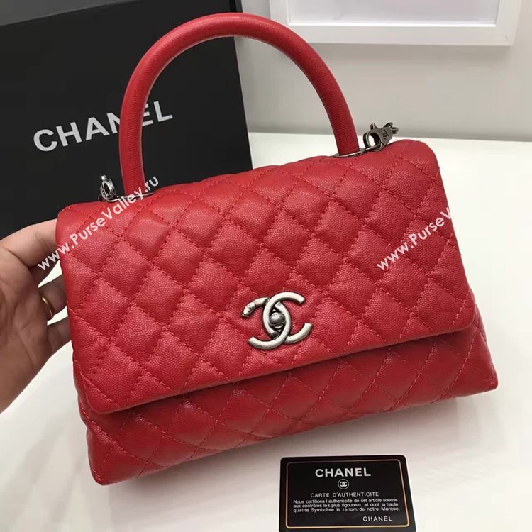 Chanel A92991 caviar lambskin tote handbag red bag 6146
