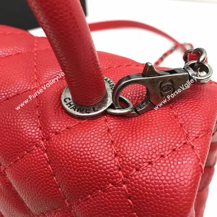 Chanel A92991 caviar lambskin tote handbag red bag 6146