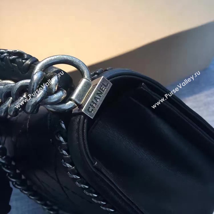 Chanel A94804 calfskin black chain le handbag boy bag 6147