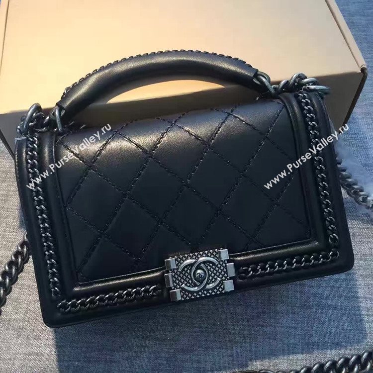 Chanel A94804 calfskin black chain le handbag boy bag 6147