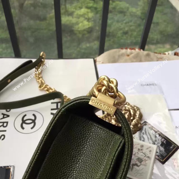Chanel A67085 caviar lambskin small le green boy bag 6148