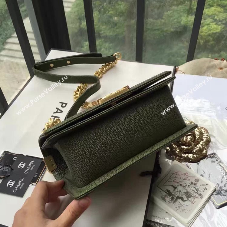 Chanel A67085 caviar lambskin small le green boy bag 6148