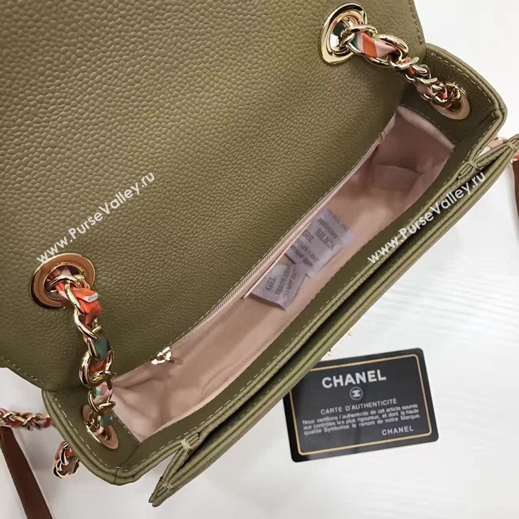 Chanel A93622 caviar lambskin green handbag tote bag 6150