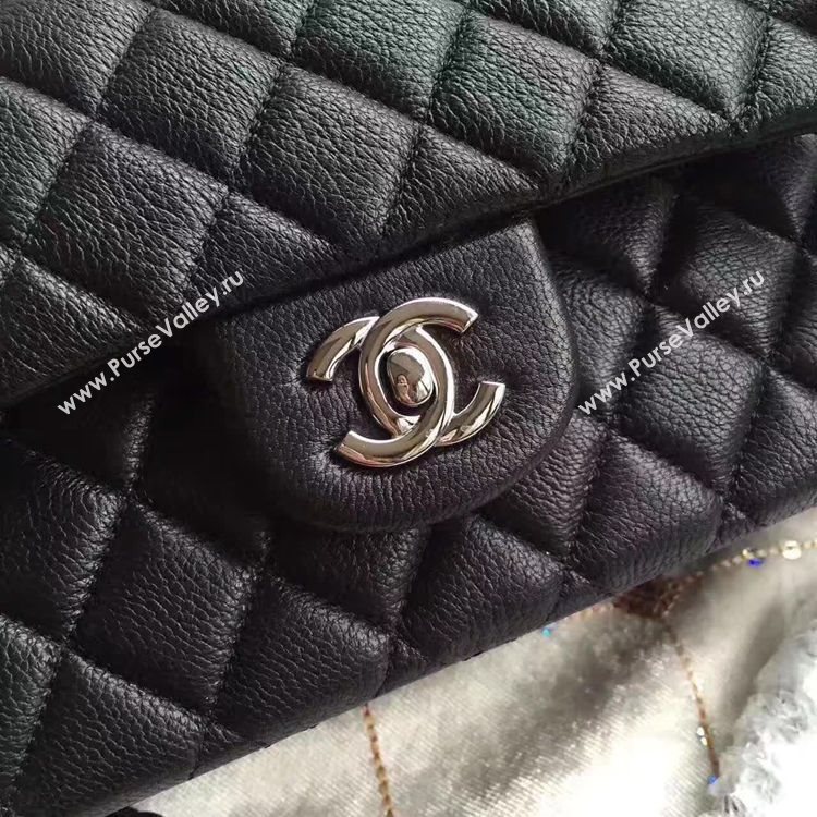 Chanel A1112 deerskin classic flap handbag black bag 6151