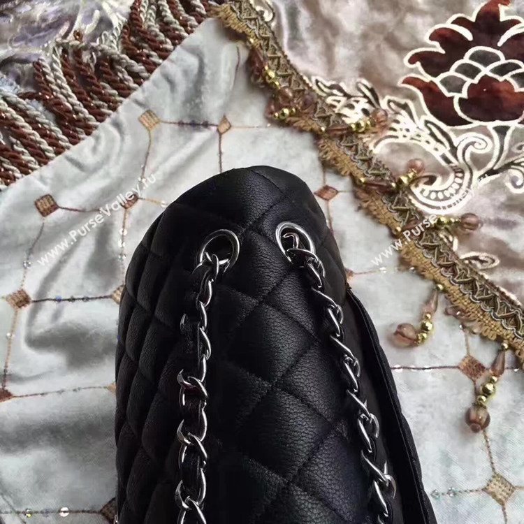 Chanel A1112 deerskin classic flap handbag black bag 6151