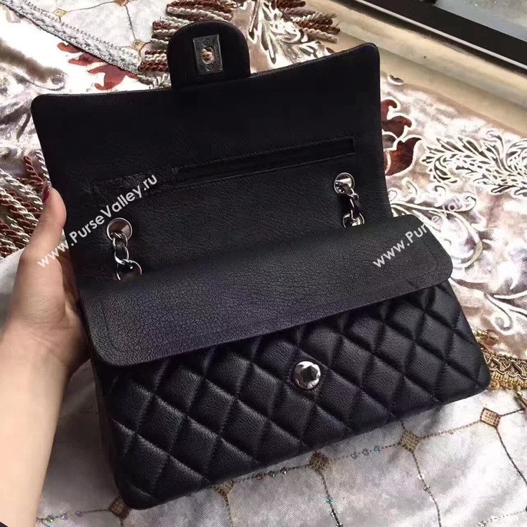 Chanel A1112 deerskin classic flap handbag black bag 6151