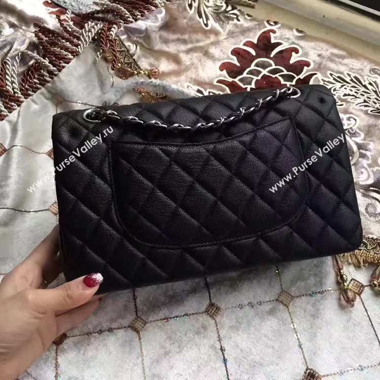 Chanel A1112 deerskin classic flap handbag black bag 6151