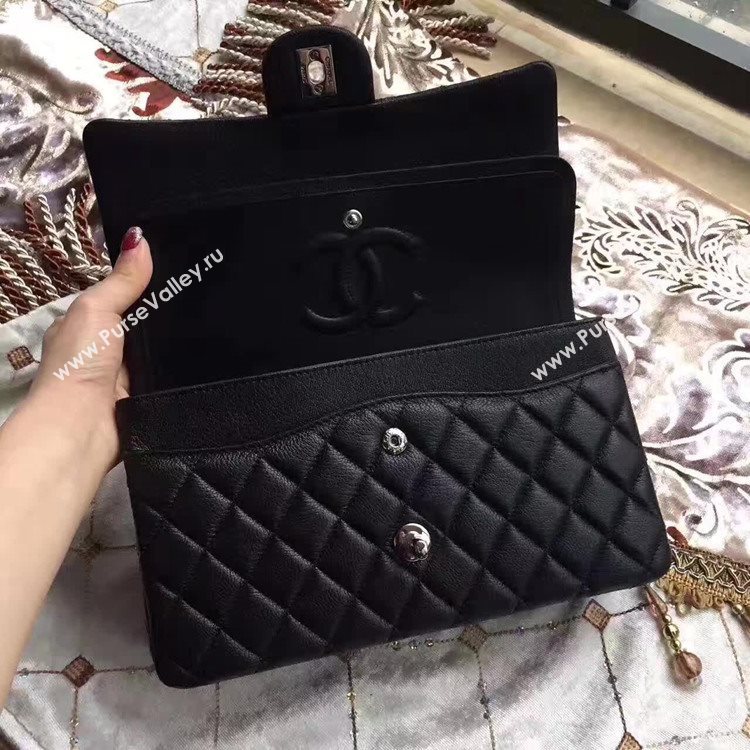Chanel A1112 deerskin classic flap handbag black bag 6152