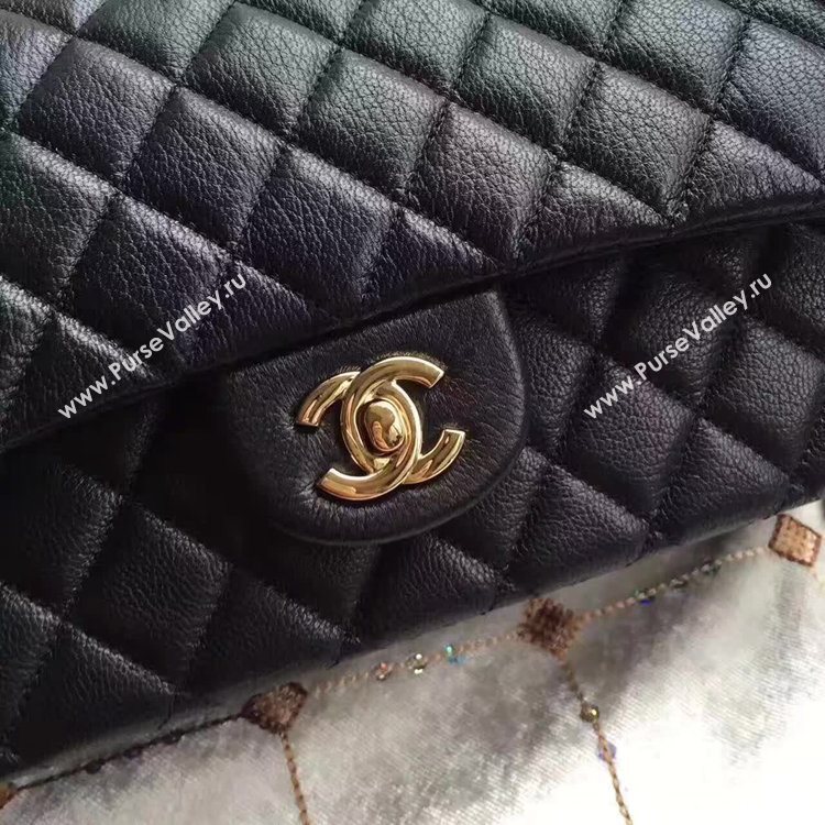 Chanel A1112 deerskin classic flap handbag black bag 6152