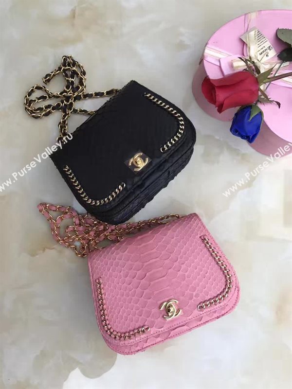 Chanel A98774 python small pink handbag clutch bag 6154