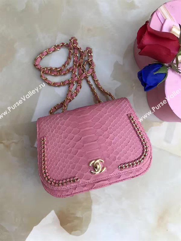 Chanel A98774 python small pink handbag clutch bag 6154