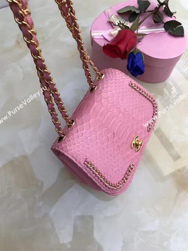 Chanel A98774 python small pink handbag clutch bag 6154