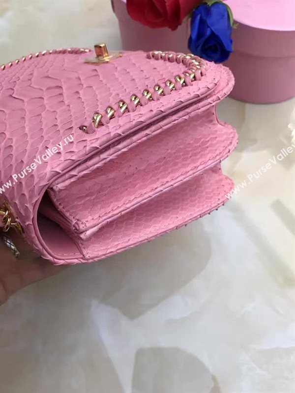 Chanel A98774 python small pink handbag clutch bag 6154