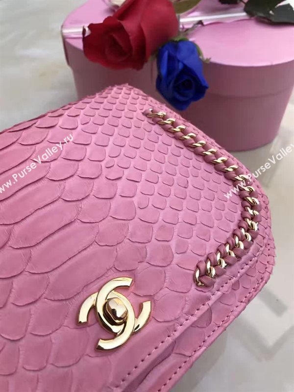 Chanel A98774 python small pink handbag clutch bag 6154