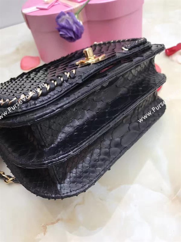 Chanel A98774 python small black handbag clutch bag 6155